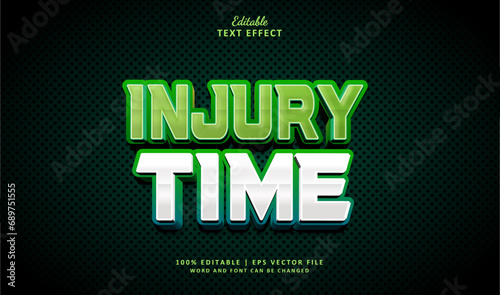Injury TIme Text Effect 3d Style. Editable Text Effect Theme Sport.