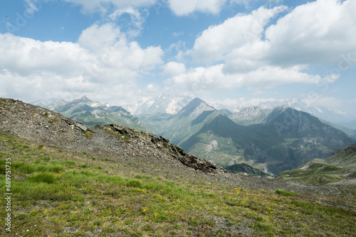 Summer Splendor  Peaks  Ice  Rocks  and Lakes. Alps. Aosta Valley. Italy.
