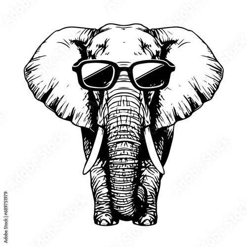 Elephant wearing sunglasses sketch