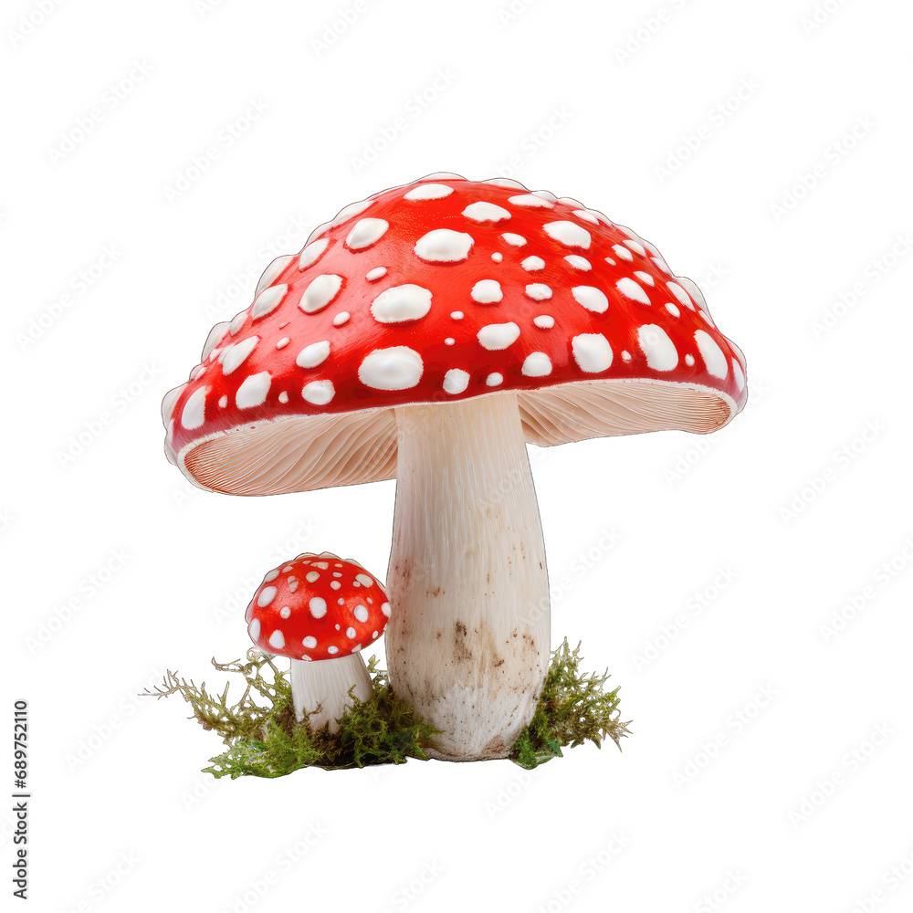 Fly agaric mushroom isolated on transparent and white background. PNG transparent Fly agaric mushroom isolated on transparent and white background. PNG transparent