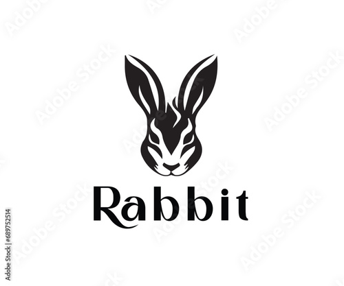 Rabbit logo vector, line art rabbit logo