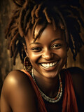 Beautiful portrait of African woman with dreadlocks, Black History Month