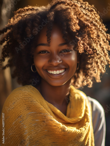 Beautiful portrait of a smiling african woman, black history month photo