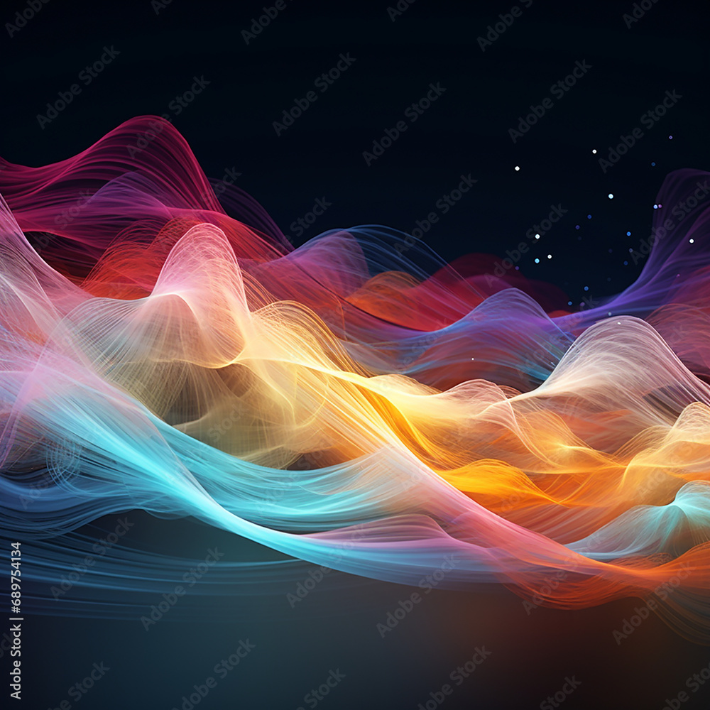abstract background with glowing lines, an abstract background, Singular intricately flowing colored smoke stream digital painting, generative ai