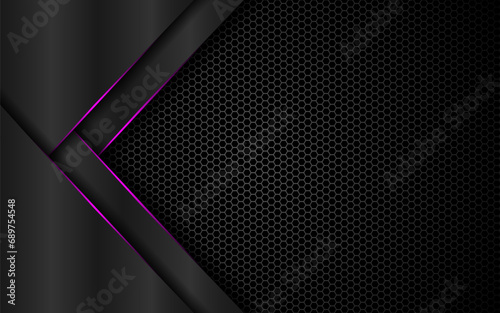 Dark steel mesh abstract background with purple glowing lines with space for design. Modern technology innovation concept background 