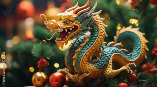 Chinese New Year of the Dragon poster with cartoon dragon