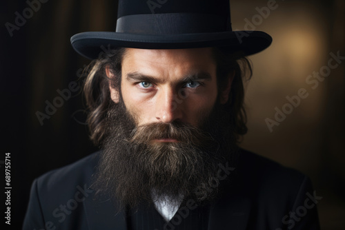 Young Hasidic Jewish man wearing a hat