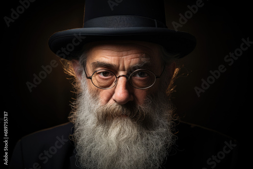 Senior male Jewish Hasid in hat photo