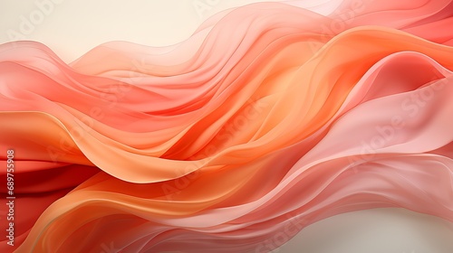 abstract background of wavy lines in Peach Fuzz shade, banner with space for text. Concept: Delicate color of the year for design and cover.