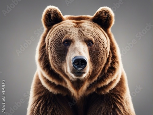 portrait of brown bear, isolated white background