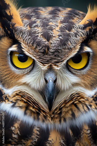 Great horned owl close up