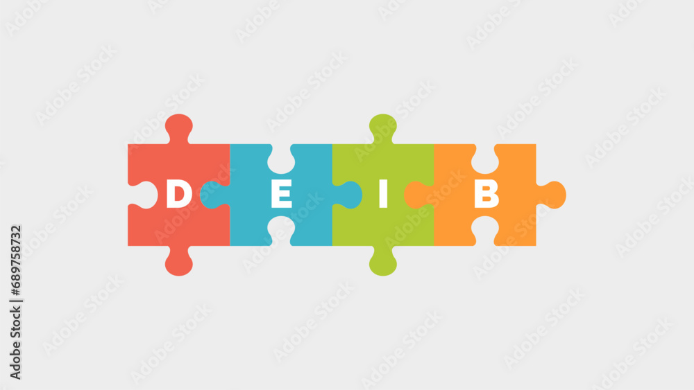Diversity, Equity, Inclusion, Belonging Concept Puzzle. Foundational Elements of DEIB. For Organizations, Communities, and Societies Diversity, Equity, Inclusion, Belonging Concept Puzzle. Foundational Elements of DEIB. For Organizations, Communities, and Societies