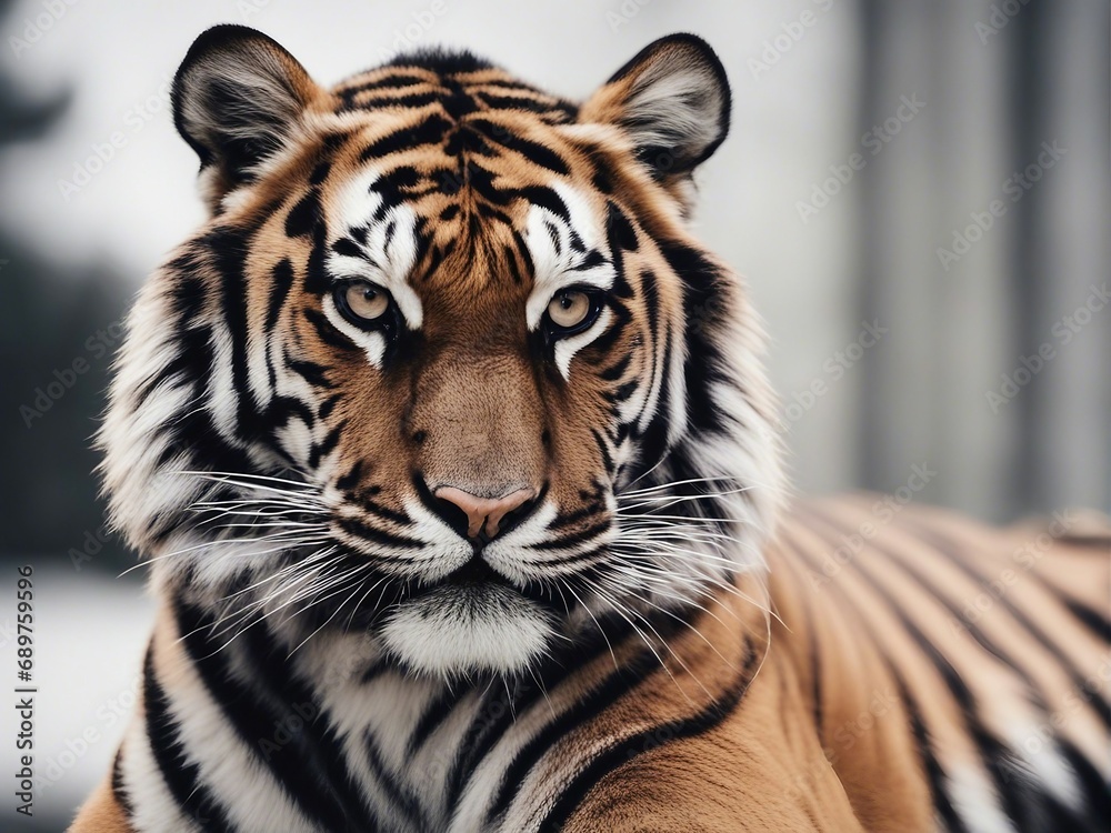 portrait of tiger, isolated white background

