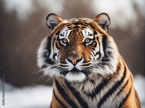 portrait of tiger  isolated white background  