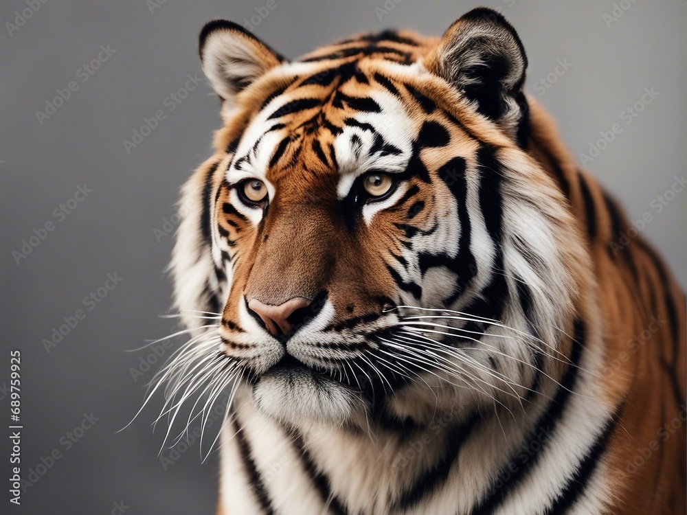 Fototapeta premium portrait of tiger, isolated white background