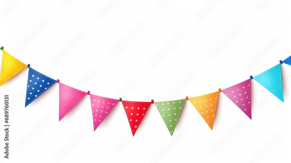 Obraz premium Festive colorful flag garlands illustration.