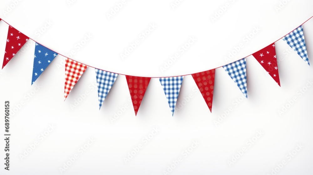 Obraz premium Festive colorful flag garlands illustration.