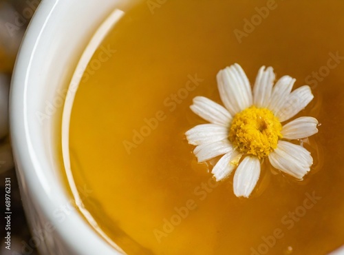 Cup of chamomile tea close-up photography