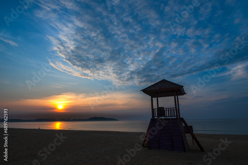 lifeguard tower at sunset © youm