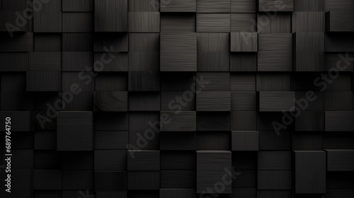 Monochromer Hintergrund aus geometrischen Formen, schwarzes Holz photo