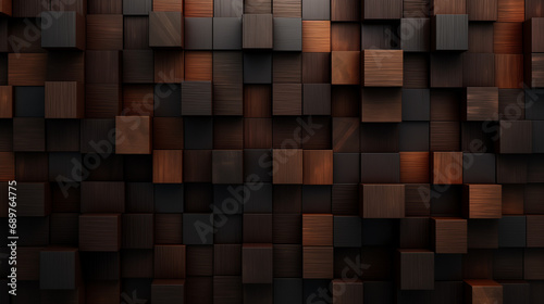 Monochromer Hintergrund aus geometrischen Formen, dunkles Holz