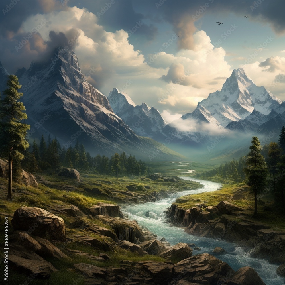 Naklejka premium Very nice some scenery image Generative AI