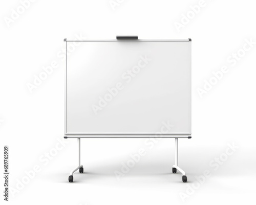 Blank whiteboard isolated on white background.