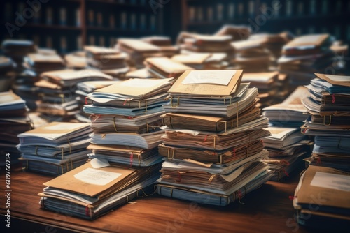 A pile of books sitting on top of a wooden table. Suitable for educational and literary concepts © Fotograf