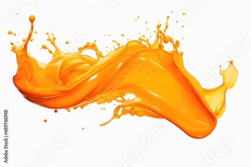 A splash of orange juice on a white background. Perfect for advertising and promoting refreshing beverages