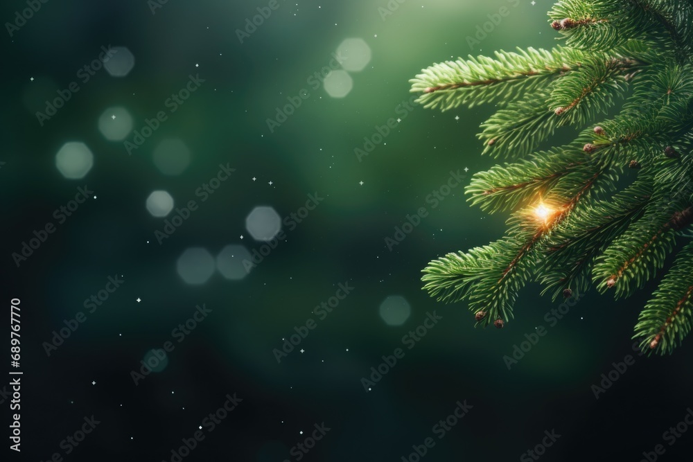 A pine tree branch with a blurry background. Suitable for nature-themed designs or as a background element.