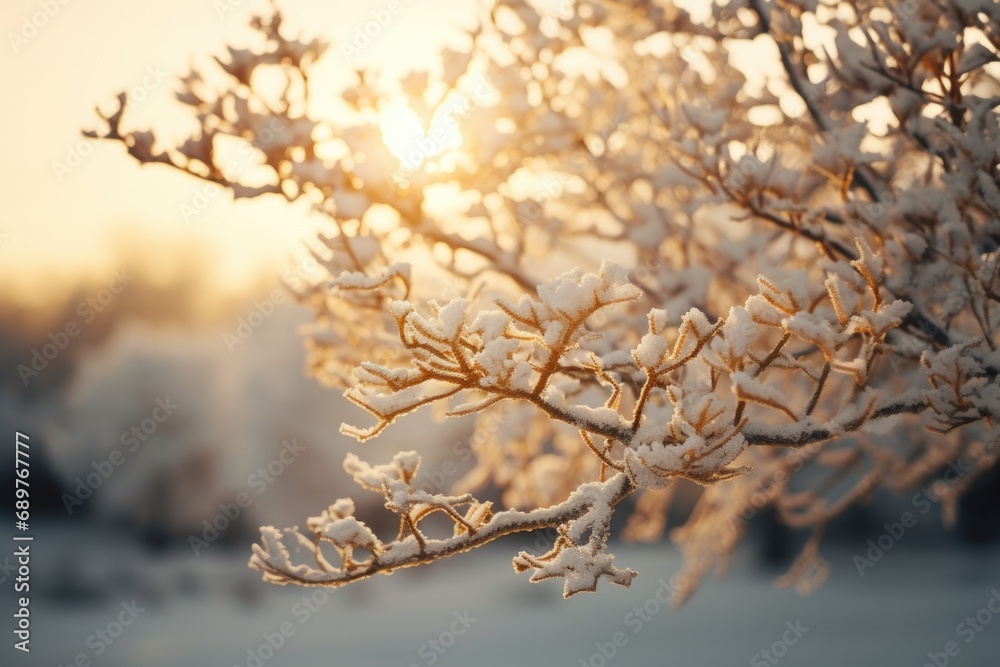 Sun shining through branches covered in snow. Suitable for winter and nature themes Sun shining through branches covered in snow. Suitable for winter and nature themes