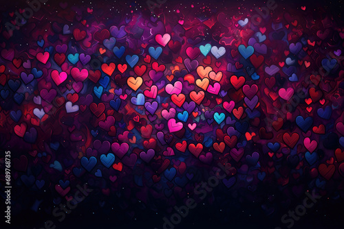 Colorful hearts pattern background. Valentine's Day card. photo