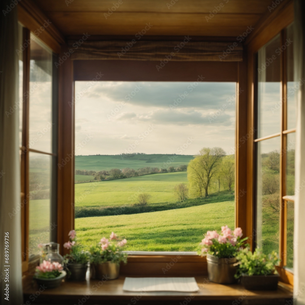 Window in the garden, a glass pane within the garden setting, a framed window amidst the greenery, a garden-side window framing the outdoors Window in the garden, a glass pane within the garden setting, a framed window amidst the greenery, a garden-side window framing the outdoors