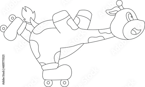 Giraffe Inline skating Roller skates Sports Animal Vector Graphic Art Illustration