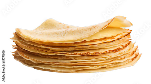 Stack of pancakes on a white background