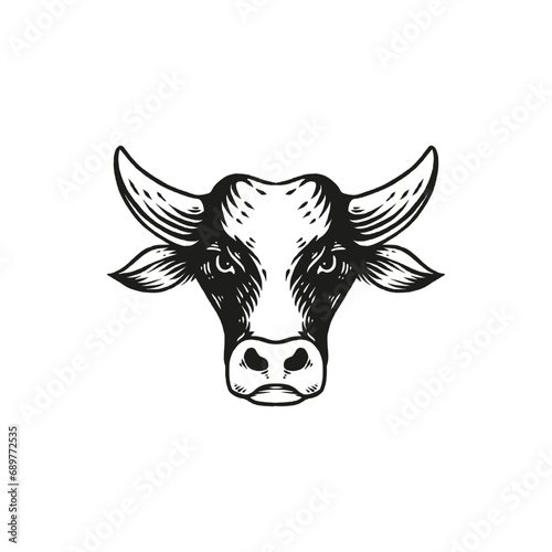 Obraz na płótnie cow logo template engraving illustration hand drawn w salonie