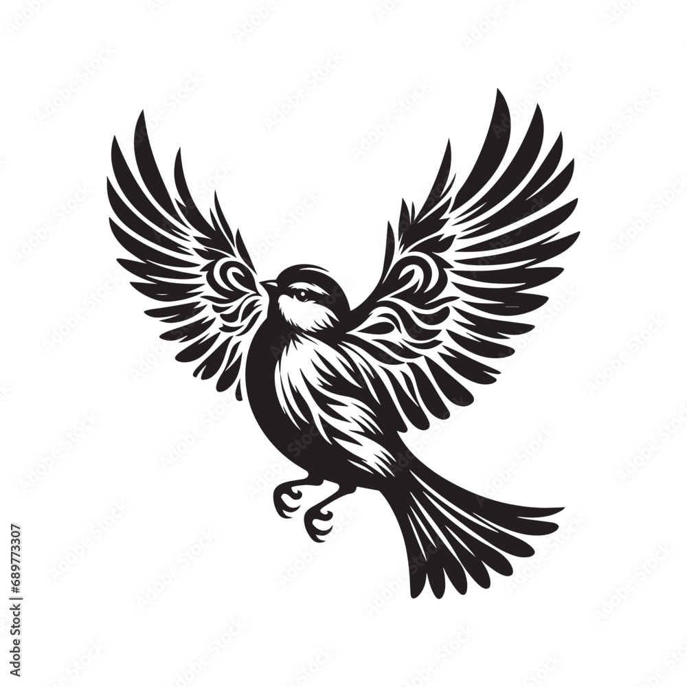 Bird Silhouette: Graceful Poses of Winged Creatures, Ideal for Artistic and Decorative Applications Black Vector Birds Silhouette
