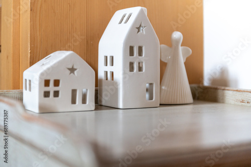 Christmas ceramic houses with angel