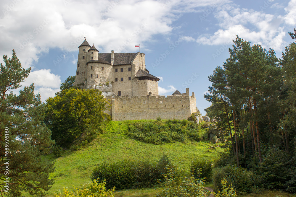 View of Bobolice Castle - 14th-century royal castle in the village of Bobolice, Poland