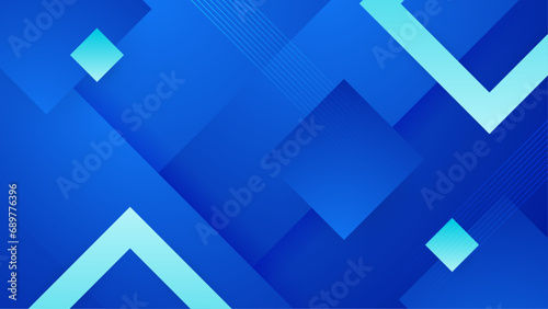 Blue abstract background with shapes. Abstract geometric dynamic shapes composition on the blue background photo