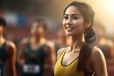 Portrait of an Asian woman participating in a race or marathon