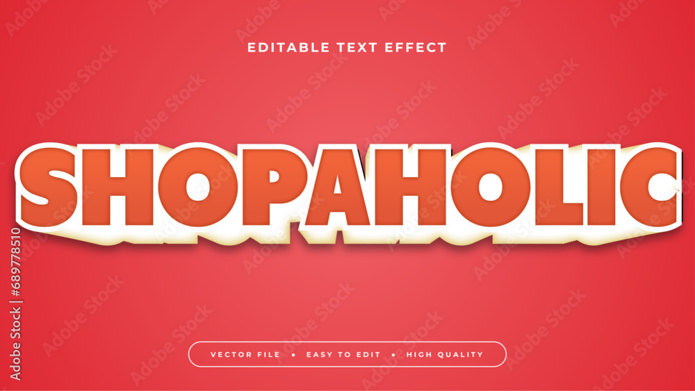 White and red shopaholic 3d editable text effect - font style