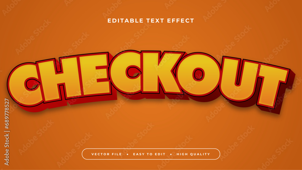 Orange and red checkout 3d editable text effect - font style