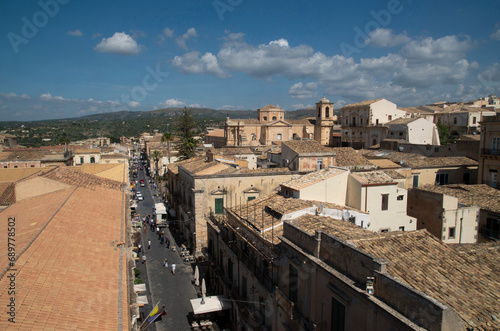 Fototapeta Naklejka Na Ścianę i Meble -  View of Noto from top of bell tower of church Chiesa di San Carlo al Corso Sicily, Italy