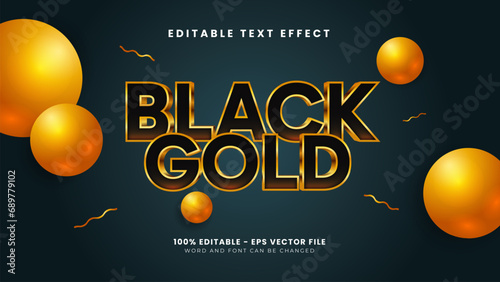 Shiny luxury black gold bold 3d editable text effect photo