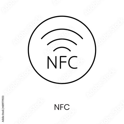 Contactless payment nfc vector line icon