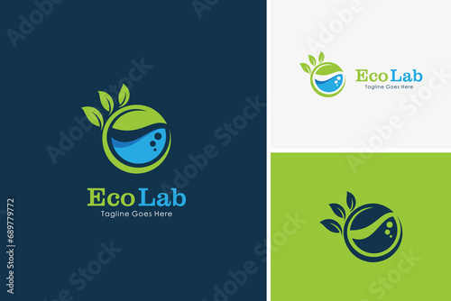 Nature eco lab icon logo design vector, science logo design template