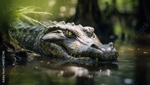 A Majestic Alligator Resting on a Calm Body of Water