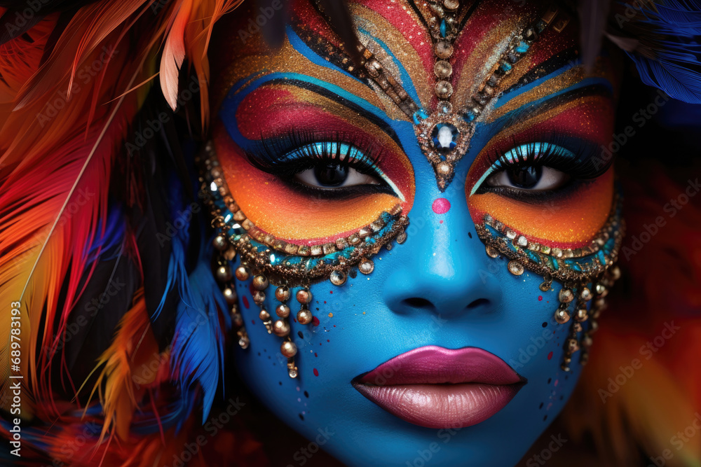 Woman's face with carnival makeup