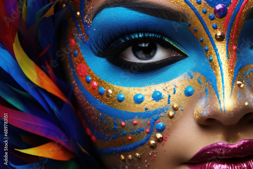 Woman's face with carnival makeup